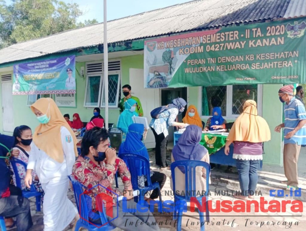 Kodim 0427 Way Kanan bersama Dinkes Gelar Bakti Sosial Pelayanan KB Kesehatan Peringati Hari TNI ke-75