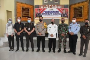 Polres Musi Banyuasin Menggelar Acara Pemusnahan Barang Bukti Narkotika Jenis Sabu Seberat 1.551 Gram
