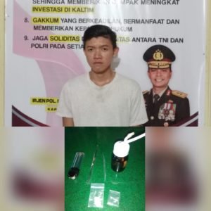 Polsek kinohan meringkus pemuda yang di dapati membawa 2 paket sabu lengkap alat hisapnya’