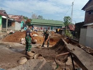 Koramil Bawang Bantu Warga Bangun Gedung Serba Guna