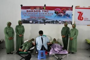 Rangkaian HUT Ke-76 TNI, Persit KCK Cab. XXXVI Kodim 0822 Sukseskan Donor Darah