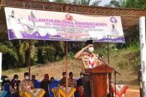 Kapolres Merangin Hadiri Pelantikan Saka Bhayangkara KS. Tubun di Desa Pinang Merah