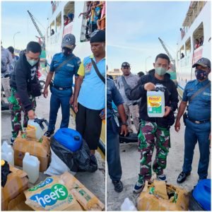 Ratusan Liter Miras Lokal Tak Bertuan di KM Sabuk Nusantara 98, Diamankan Aparat Gabungan di Pelabuhan Laut Kaimana