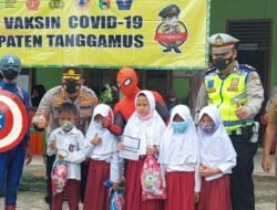 Kapolres Tanggamus Tinjau Vaksinasi Anak SDN 1 Pasar Madang Kota Agung