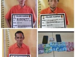 Unit Reskrim Polsek Kampar Amankan 3 Pelaku Judi Qq di Desa Pulau Payung