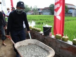 Tumbuhkan Semangat Gotong Royong, Bupati Cilacap Melakukan Pengecoran Jalan Setapak