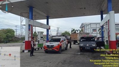 Sat Samapta Polresta Deli Serdang Patroli Ke SPBU, Monitoring Ketersediaan BBM