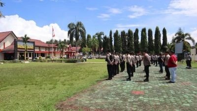 Kapolres Minsel Pimpin Apel Siaga Personel Pam TPS Pilhut 2022
