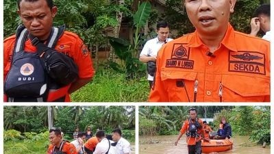 Sekda Tanggamus Didampingi Budi Kasi BPBD Tinjau Lokasi Banjir Kacapura