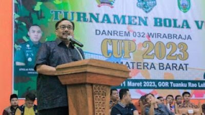 Dua Bupati Pasaman Buka Open Turnamen Bola Voli Danrem 032/WBR Cup 1 se-Sumatera Barat