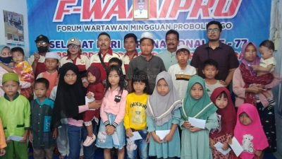 Puncak HPN ke-77 Tahun 2023, F-Wamipro Memberikan Santunan Kepada Anak Yatim Piatu