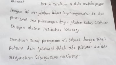 Kadus Cirateun Desa Putrapinggan Mengundurkan Diri, Ternyata Ini Alasannya