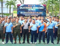 Rangkaian HUT Bhayangkara ke-77, Polres Magetan Gelar Olahraga Bersama Guna Harkamtibmas Jelang Tahun Politik