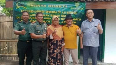 Dandim 0824/Jember Bersama PT Aji Mahesa Wardana Serahkan Kunci Bedah Rumah Milik Buk Surami