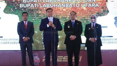 Bupati Erik Adtrada Ritonga Hadiri HUT Bhayangkara ke-77 di Polres Labuhanbatu