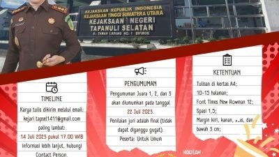 Kejari Tapsel Gelar Lomba Karya Tulis Ilmiah, Sambut HBA ke-63