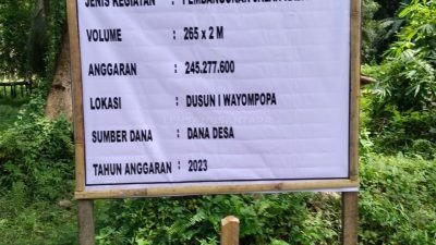 Jalan Rabat Beton di Desa Mananga Taliabu Pembangunannya Tuntas Dikerjakan