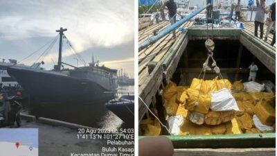 Tim Patroli Laut Bea Cukai Dumai Temukan Kapal Kayu Angkut Ratusan Ballpress Pakaian Bekas