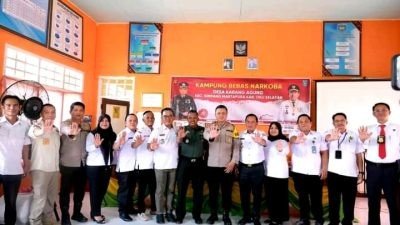 Satres Narkoba Polres OKU Selatan Bersama Pemkab Gelar Sosialisasi P4GN di Desa Karang Agung