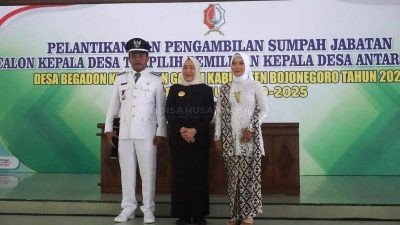 Bupati Bojonegoro Lantik Warohmat Sebagai Kades PAW Desa Begadon Gayam, Minta Kelola Keuangan dengan Cermat
