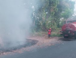 Diduga Akibat Puntung Rokok, Sampah Liar di Desa Setail Banyuwangi Terbakar