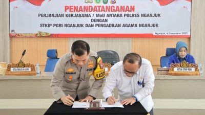 Kapolres Nganjuk Tingkatkan Sinergi Melalui Penandatanganan MoU dengan STKIP PGRI dan Pengadilan Agama