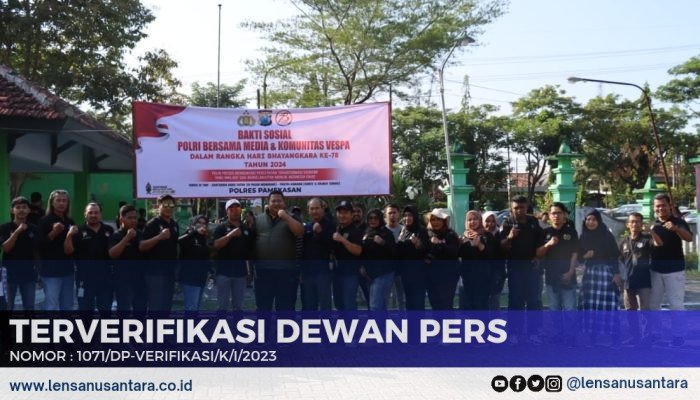Kolaborasi Polri Bersama Media dan Komunitas Vespa di Pamekasan Bersih-bersih TMP, Sambut Hari Bhayangkara ke-78