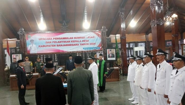 Sempat Molor Satu Jam Lebih, Pelantikan Enam Kepala Desa Terpilih di Banjarnegara Akhirnya Terlaksana