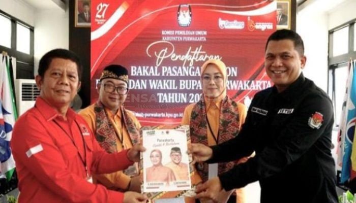 Diusung Lima Partai, Pasangan Anne-Budi Hermawan Resmi Mendaftar Cabup-Cawabup ke KPU Purwakarta