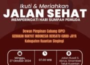 Bersempena Hari Sumpah Pemuda, DPC GRIB Jaya Kuansing Gelar Jalan Sehat