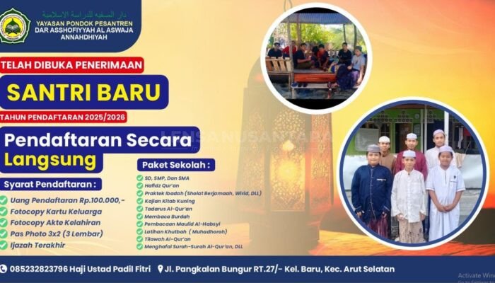 Yayasan Pondok Pesantren Dar Asshoffiyyah Al Aswaja Annahdliyah Buka Penerimaan Santri Baru 2025/2026 di Kotawaringin Barat