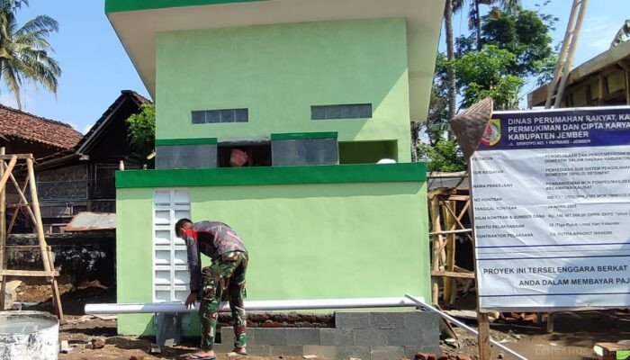 Sasaran Fisik Program TMMD ke-124 Jember Progres MCK Masjid Darus Salam Capai 80 Persen
