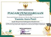 Ketua OSIS SMKN 1 Bondowoso Raih Penghargaan Anak Berprestasi dari Pemkab