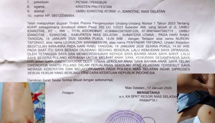 Laporan Orang Tua Korban Pengeroyokan Pelajar SMA Resmi Diterima Polres Nias Selatan