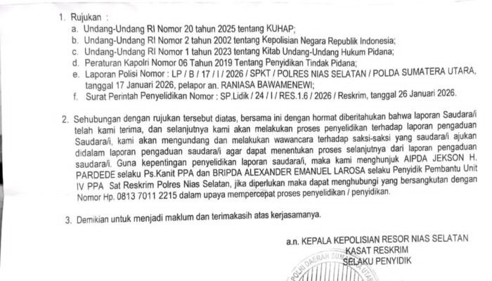 Keluarga Korban Penganiayaan dan Pengeroyokan Siswa SMA Negeri 1 Idanotae Terima SP2HP dari Reskrim Polres Nias Selatan