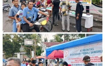 Komunitas Wartawan Peduli Sawahlunto Bersama IPJI dan AWI Bagikan Takjil Gratis, Dukung UMKM Lokal