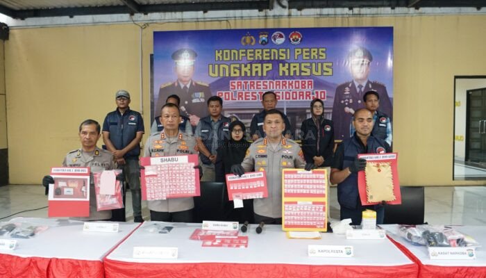 Satresnarkoba Polresta Sidoarjo Ungkap 19 Kasus Narkoba, 25 Tersangka Diamankan