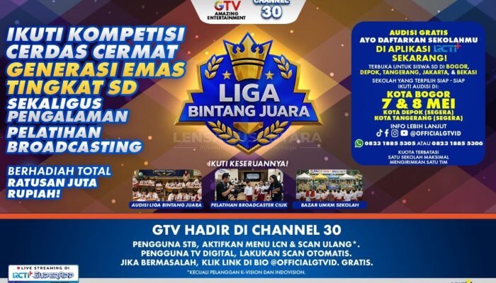 Moms, Pendaftaran Audisi “Liga Bintang Juara GTV” Resmi Dibuka, Yuk Ajak Anak Anda Jadi Bintang Sekolahnya!