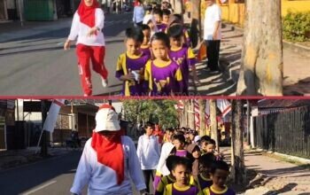 Semarak HUT RI ke-81, SDN Dabasah 2 Gelar Jalan-Jalan Sehat Bersama Guru dan Siswa